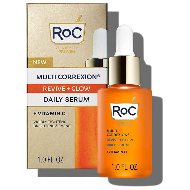 RoC Multi Correxion Revive + Glow Vitamin C Serum, Daily Anti-Aging Wrinkle and Skin Tone Skin Care Treatment, Stocking Stuffer, 1 Fluid Ounce