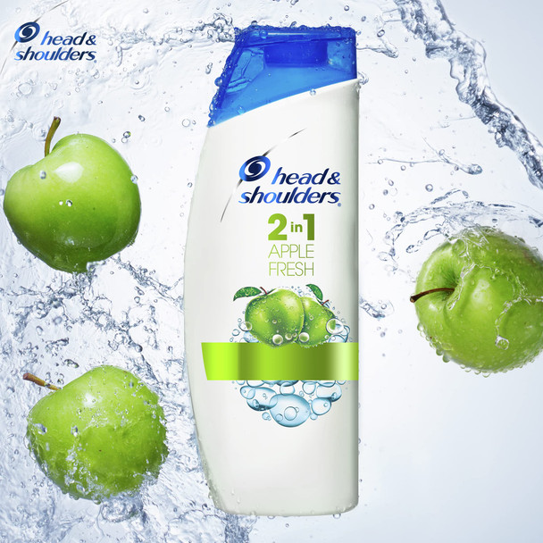 Head & Shoulders Apple Fresh Clarifying Anti-dandruff 2-in-1 Shampoo and Conditioner for Itchy Scalp, Paraben-free, 450 ml, Pack of 6, Clinically-proven Deep Clean