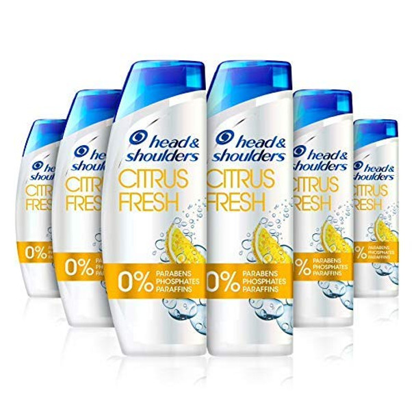 Head & Shoulders Citrus Fresh Clarifying Anti-dandruff Shampoo for greasy hair, Paraben-free, 500 ml, Pack of 6, Clinically-proven Deep Clean