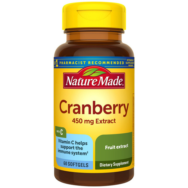 Nature Made Super Strength Cranberry Herbal Supplement 450 mg Extract Softgels 60 Soft Gels