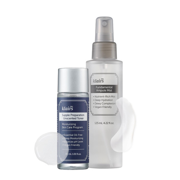 Dearklairs Ampule Mist + Unscented Toner Set Korean Hydrating Skincare
