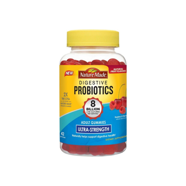 Nature Made Ultra Strength Probiotic Gummies, Raspberry & Cherry, 42 ea