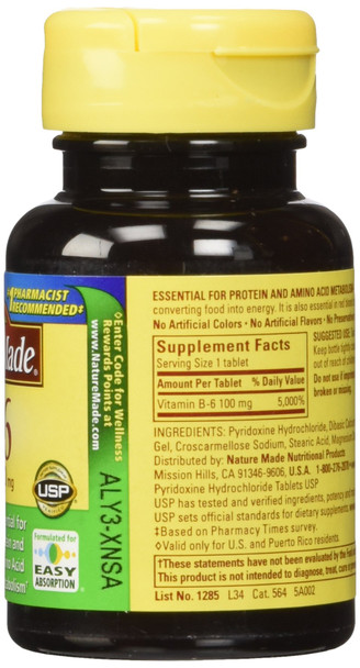 Nature Made Vitamin B-6 100 mg Tablets 100 ea