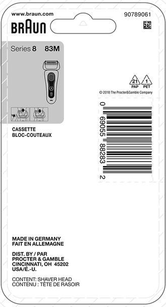 Braun Series 8 Electric Shaver Replacement Head - 83M - Compatible with Electric Razor 8370cc, 8340s, 8350s