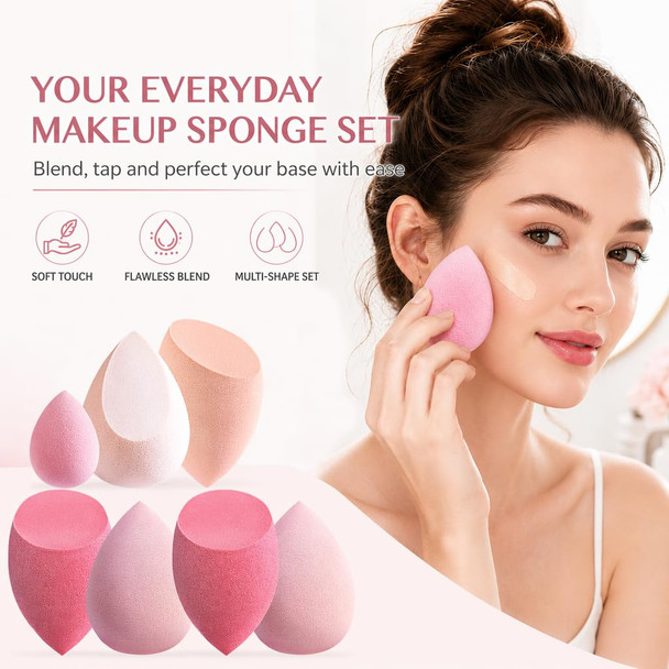 Foonbe Makeup Set Multi Colored Blender Sponges 7 Pcs