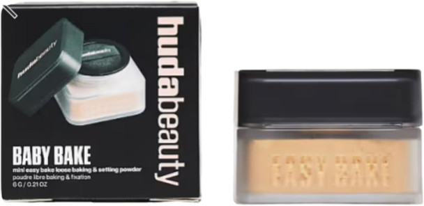 Huda Baby Bake Mini Easy Bake Loose Baking & Setting Powder Kunafa (Deep Tan And Rich Skin Tones. Golden Undertones Brighten And Disguise UnderEye Darkness).21 Oz
