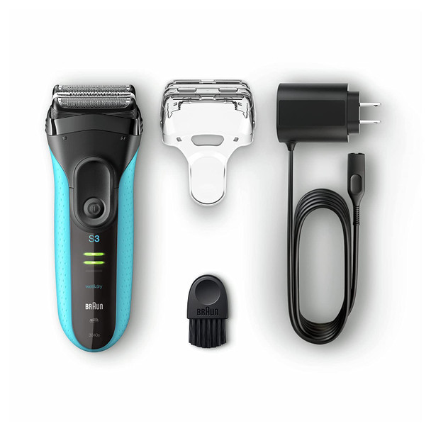 Braun Electric Series 3 Razor with Precision Trimmer, Rechargeable, Wet & Dry Foil Shaver for Men, Blue/Black, 4 Piece & Foil & Cutter Replacement Head (Packaging May Vary)