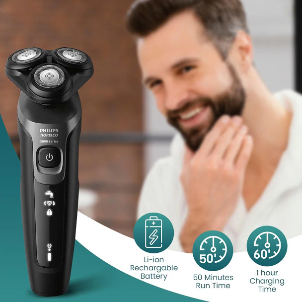 Philips Electric Shavers for Men Rechargeable AquaTouch Mens Electric Shaver Wet and Dry with Comfort Cut Blades and Click-on Precision Trimmer Cordless Electric Razors with 5D Flex Head
