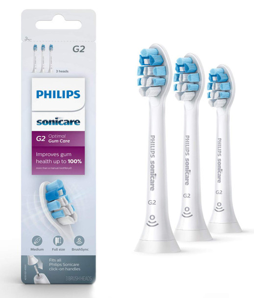 Philips Genuine Sonicare Optimal Plaque Control replacement toothbrush heads, HX9033/65, White 3-pk