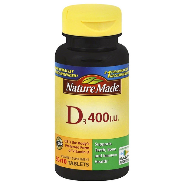 Nature Made Vitamin D3 400 IU Tablets 100 ea