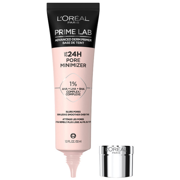LOreal Paris Prime Lab Up To 24H Pore Minimizer Face Primer Infused With Aha Lha Bha Complex To Smooth And Extend Makeup Wear 1.01 Fl Oz