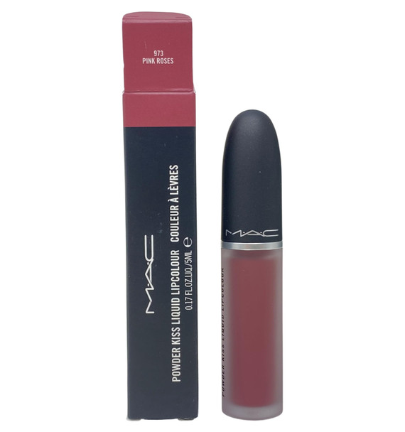 M A C Cosmetics Powder Kiss Liquid Lipcolour 973 Pink Roses (0.17 Fl Oz / 5 Ml)