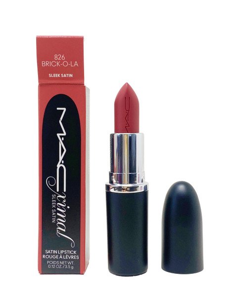 Mac Cosmetics Ximal Sleek Satin Lipstick 826 BrickOLa (Warm Dusty Rose) 0.12 Oz / 3.5 G