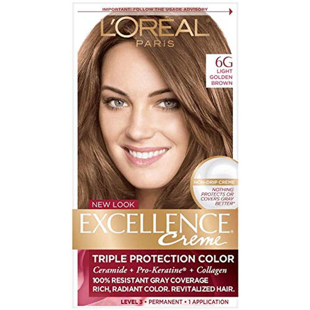 L'Oreal Paris Excellence Creme Triple Protection Hair Color, [6G] Light Golden Brown 1 ea (Pack of 8)