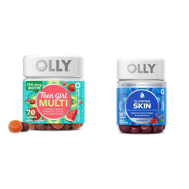 Olly Teen Girl Multi Gummy And Glowing Skin Gummy Bundle 70 Count And 50 Count