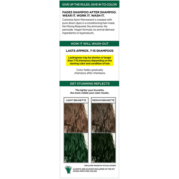 L'Oreal Paris Hair Color Colorista Semi-Permanent for Brunette Hair, Green