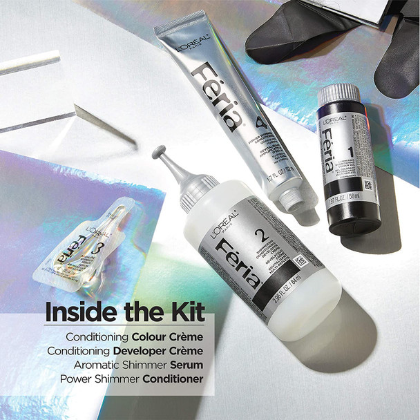 L'Oral Paris Feria Multi-Faceted Shimmering Permanent Hair Color, 11 Black Fixation (Cool Black), 1 kit Hair Dye