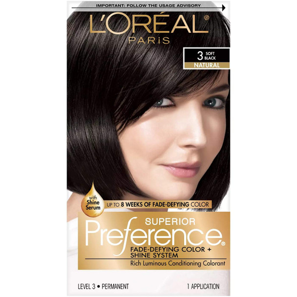 L'Oreal Superior Preference Hair Color, Soft Black #3 K