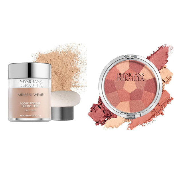 Physicians Formula Mineral Wear TalcFree Loose Powder Creamy Natural MultiColored Blush Palette Blushing Rose