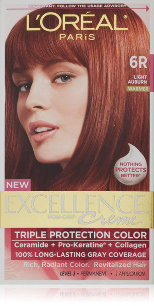 Loreal Excellence Creme - Light Auburn 6r, (Pack of 3)