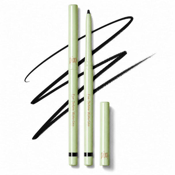 Pixi Beauty Eye Define Waterline UltraFine Waterproof Eyeliner Pencil For Inner & Upper Lash Line SmudgeProof Transfer Resistant & LongWearing Tightline Black 0.012 Oz/0.35G
