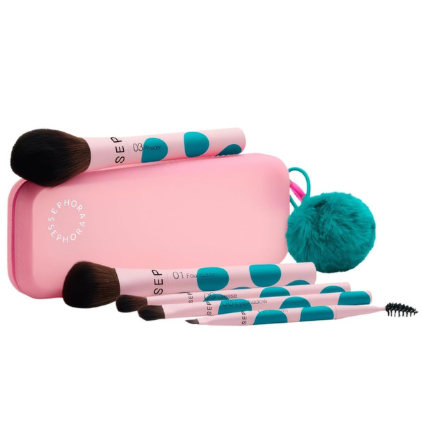 Sephora Collection Face & Eye Brush Set 2 Face Brushes & 3 Eye Brushes