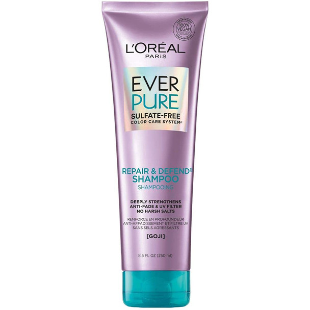 L'Oreal Paris EverPure Repair and Defend Sulfate Free Shampoo for Color-Treated Hair, Strengthens and Repairs Damaged Hair, with Goji, 8.5 Fl; Oz (Packaging May Vary)