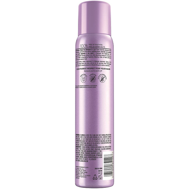 L'Oreal Paris EverPure Sulfate Free Tinted Dry Shampoo for Light Hair, for Blonde Hair, Absorbs Oil, Refreshes Colored Hair, with Rice Starch, Vegan Formula, Paraben Free, Gluten Free, 4 fl oz