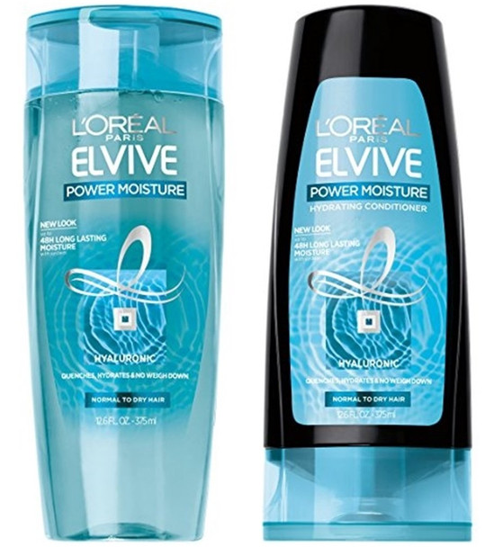 L'Oral Paris Elvive Power Moisture Hydrating Shampoo and Conditioner Set, 12.6 fl. oz. each