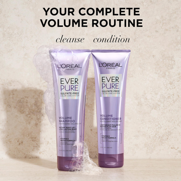 L'Oreal Paris EverPure Volume Sulfate Free Shampoo and Conditioner for Color-Treated Hair, 8.5 Ounce (Set of 2)