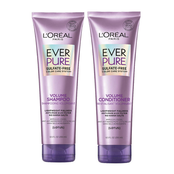 L'Oreal Paris EverPure Volume Sulfate Free Shampoo and Conditioner for Color-Treated Hair, 8.5 Ounce (Set of 2)