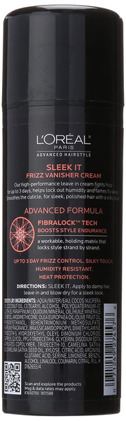 L'Oral Paris Advanced Hairstyle SLEEK IT Frizz Vanisher Cream, 5 fl. oz.