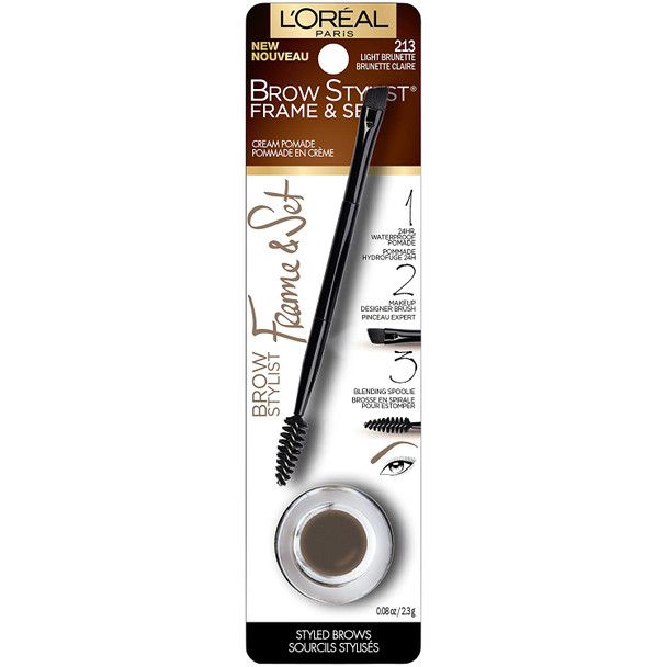 L'Oreal Paris Brow Stylist Frame and Set, Light Brunette, 0.08 oz.