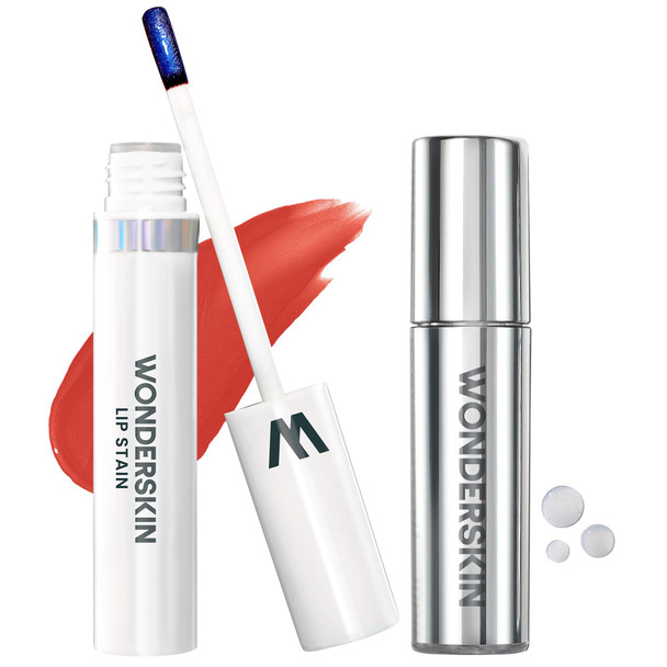 Wonderskin Lip Stain Peel Off Masque (Glamorous) With Lip Rehab Serum Oil