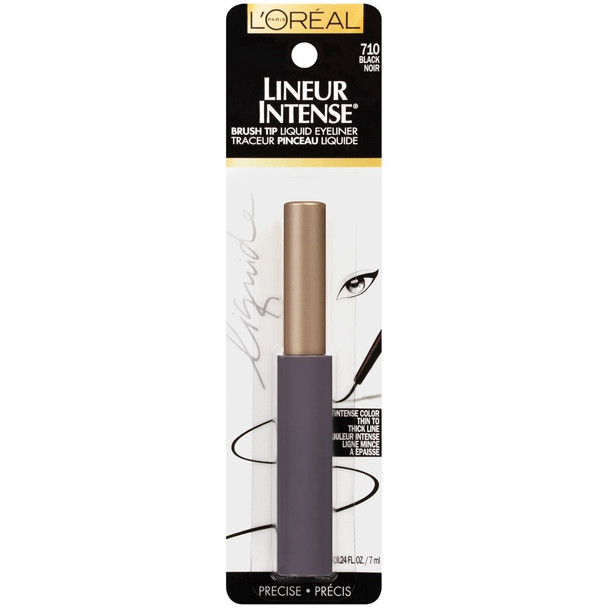 L'Oreal Paris Lineur Intense Brush Tip Liquid Eyeliner, Black, 0.24 fl; oz; (Packaging May Vary)
