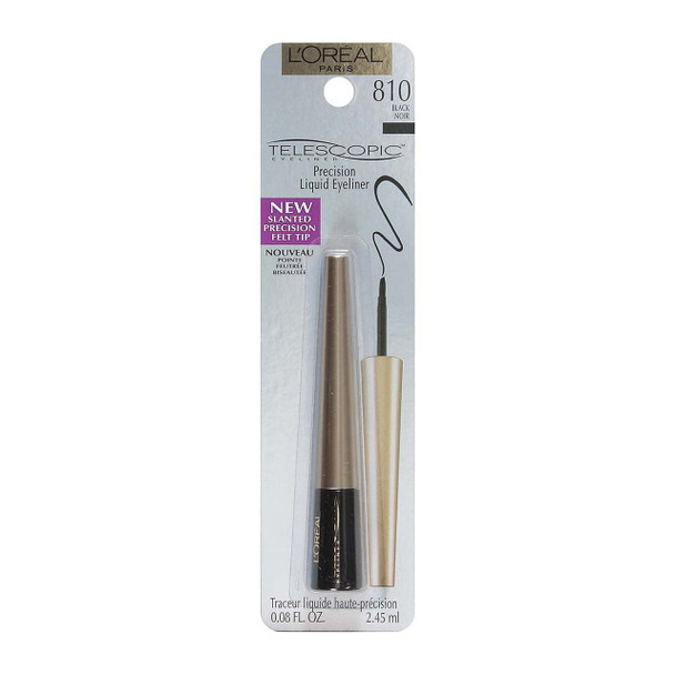 L'Oreal Telescopic Precision Liquid Eyeliner, Black [810] 0.08 oz (Pack of 2)