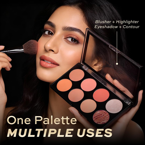 Makeup Revolution Ultra Blush Makeup Palette Bronzer & Highlighter Makeup Includes 8 Shades Gluten free Vegan & Cruelty Free Hot Spice 13g