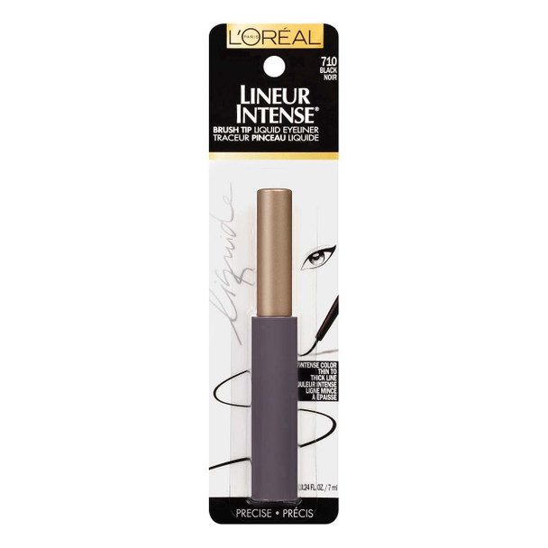 L'Oreal Paris Lineur Intense Brush Tip Liquid Eyeliner, Black [710] 0.24 oz (Pack of 3)
