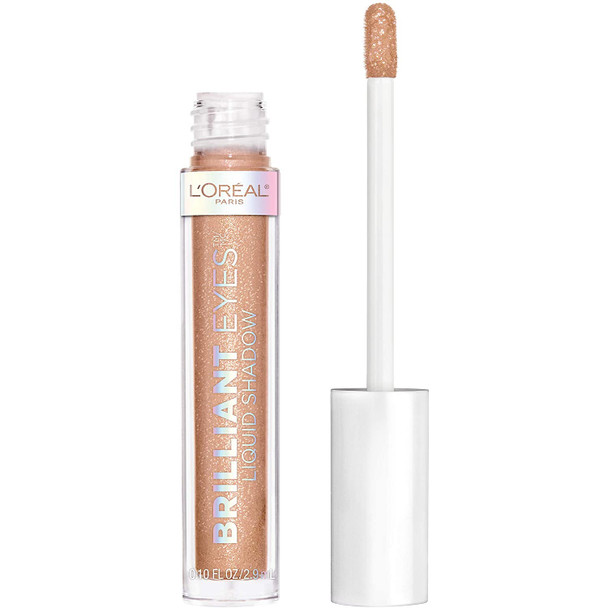 L'Oreal Paris Makeup Brilliant Eyes Shimmer Liquid Eye Shadow, Longwearing Lasting Shimmer, Crease Resistant, Flake-Proof, Precision Applicator, Quick Dry, Non-Greasy, Amber Sparkle, 0.1 Oz