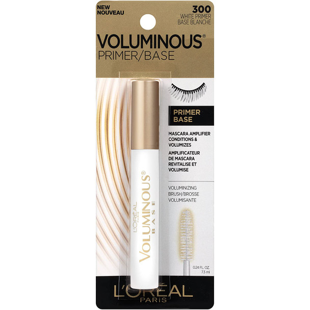 L'Oral Paris Makeup Voluminous Lash Boosting Conditioning Primer Mascara, White Lash Primer, 3Count