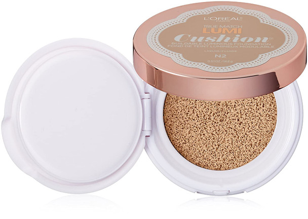 L'Oral Paris True Match Lumi Cushion Foundation, N2 Classic Ivory, 0.51 oz.