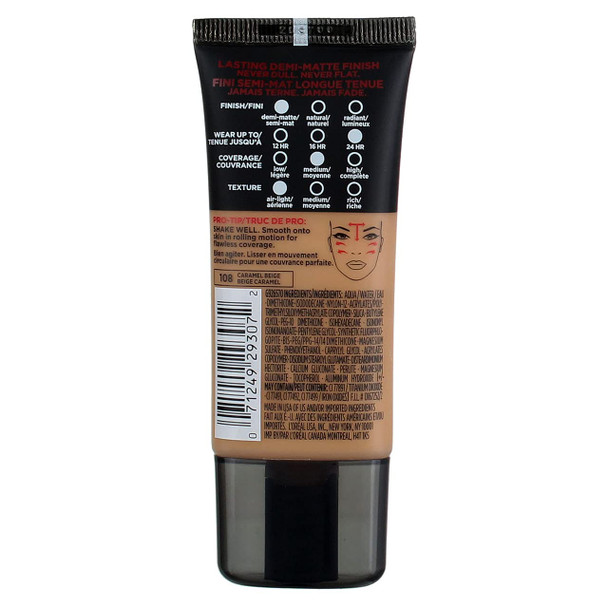 Loreal Paris Infallible Pro Matte Caramel Beige Foundation Makeup -- 2 per case.