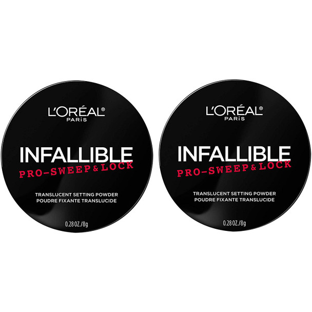 L'Oreal Paris Makeup Infallible Pro Sweep and Lock Translucent Loose Setting Powder, Controls Shine and Blurs Pores, Sets Makeup, Long-Lasting & Lightweight, 2 Count