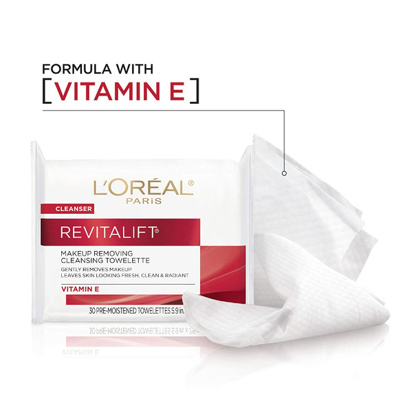 L'Oreal Paris Revitalift Radiant Smoothing Facial Cleansing Towelettes, 2 count