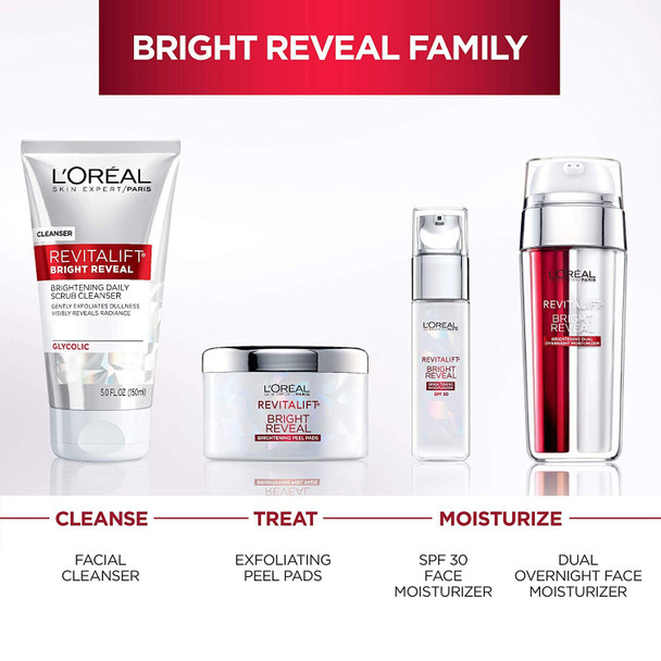 L'Oreal Paris Skincare Revitalift Bright Reveal Facial Cleanser with Glycolic Acid, Anti-Aging Daily Face Cleanser to Exfoliate Dullness and Brighten Skin, 5 Fl Oz (Pack of 2)