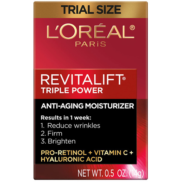 L'Oreal Paris Skin Care Revitalift Triple Power Intensive Anti-Aging Day Cream Moisturizer, 0.5 Ounce