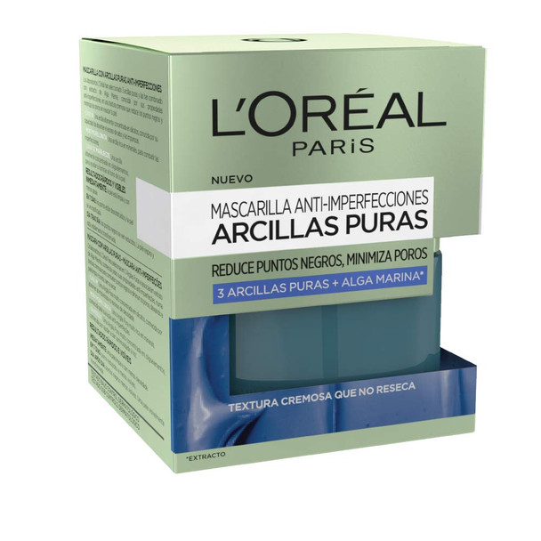 L'Oral Paris Pure-Clay Mask Skincare Pure-Clay Face Mask with Seaweed for Redness and Imperfections to Clear & Comfort, 1.7 oz.