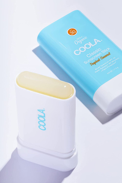COOLA Organic Face Sunscreen SPF 30 Sunblock Lotion Stick, Dermatologist Tested Skin Care for Daily Protection, Vegan and Gluten Free, Tropical Coconut, 0.15 Oz