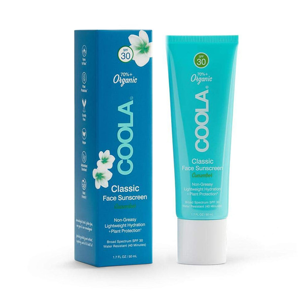 COOLA Organic Face Sunscreen SPF 30 Sunblock Lotion, Dermatologist Tested Skin Care for Daily Protection, Vegan and Gluten , Cucumber, 1.7 Fl Oz