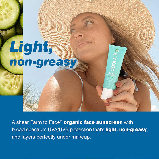 COOLA Organic Face Sunscreen SPF 30 Sunblock Lotion, Dermatologist Tested Skin Care for Daily Protection, Vegan and Gluten , Cucumber, 1.7 Fl Oz